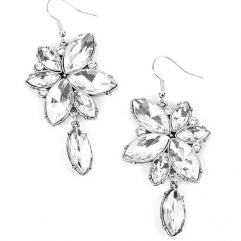 RADIANT RETROSPECTION - White Crystal Earrings